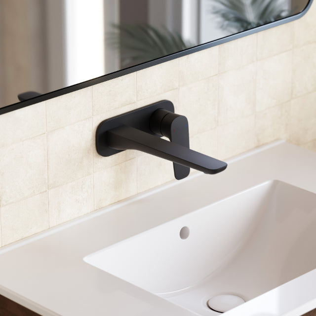 Caroma Contura II 180mm Wall Basin/Bath Mixer - Matte Black 849051B6AF