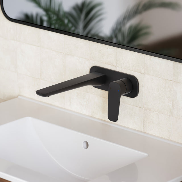 Caroma Contura II 180mm Wall Basin/Bath Mixer - Matte Black 849051B6AF