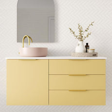Marquis Shortland Wall Hung Vanity - Offset Bowl Closeup | The Blue Space