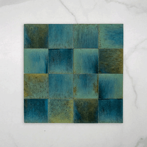 Sicily Turchese Blue Gloss Zellige Cushioned Edge Porcelain Tile 100x100mm