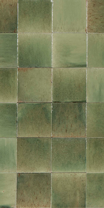 Sicily Giada Green Gloss Zellige Cushioned Edge Porcelain Tile 100x100 ...