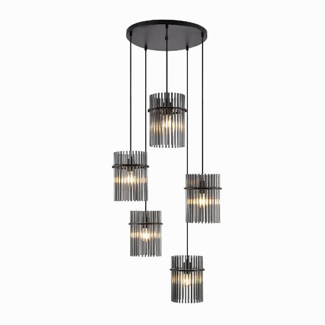 Telbix Quilo 5 Light Pendant Light E27  QUILOPE5-BKSM - The Blue Space