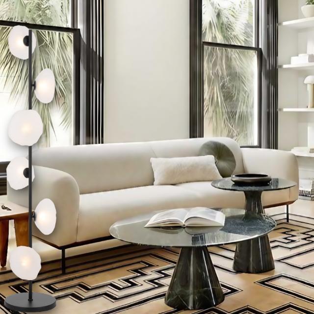 Telbix Zecca Floor Lamp G9 Black Frost ZECCAFL6-BKFR - The Blue Space