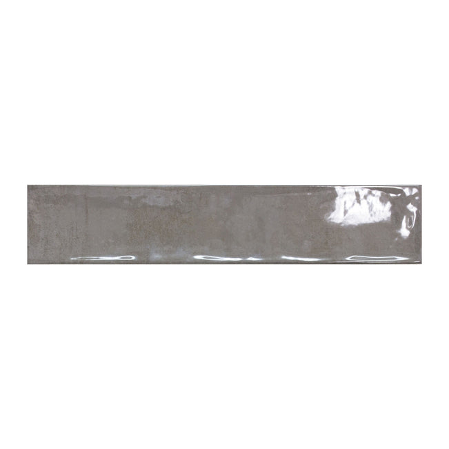 Tenerife Charcoal Gloss Cushioned Edge Ceramic Tile 107x530mm