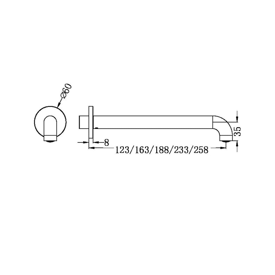 Nero Mecca Basin/Bath Spout Only 230mm Graphite