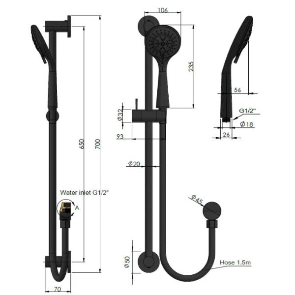 Buy Meir Round 3 Function Rail Shower Shadow Online at The Blue Space