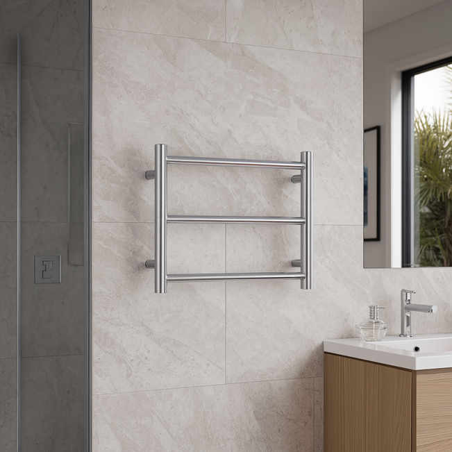 Thermogroup 3 Bar Thermorail Heated Towel Ladder 550mm in resort style bathroom
