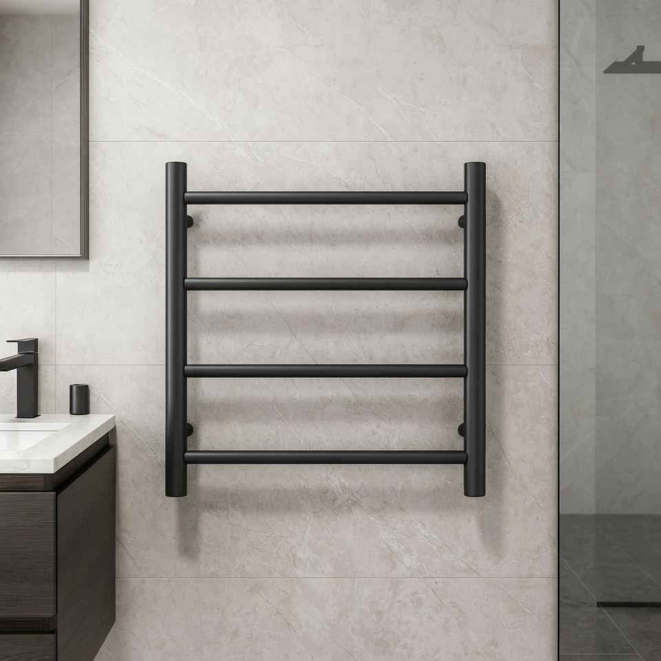 Thermogroup 4 Bar Thermorail Black Round Heated Towel Ladder 550mm