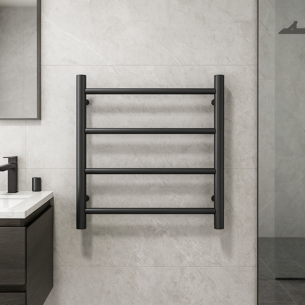 Thermogroup 4 Bar Thermorail Black Round Heated Towel Ladder 550mm