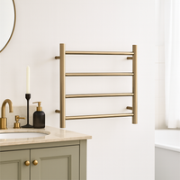 Thermogroup 4 Bar Thermorail Round Heated Towel Ladder 550mm - Brushed Brass in modern classic bathroom design. 