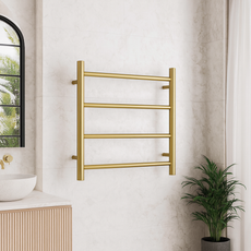 Thermogroup 4 Bar Thermorail Round Heated Towel Ladder 550mm Brushed Gold in resort style bathroom