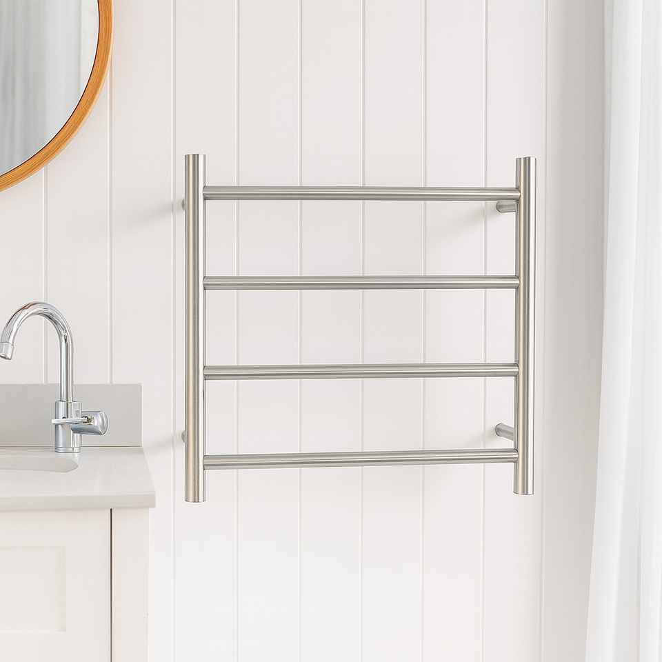Thermogroup 4 Bar Thermorail Round Heated Towel Ladder 550mm Brushed Stainless Steel
