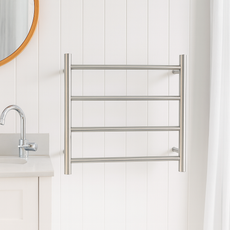 Thermogroup 4 Bar Thermorail Round Heated Towel Ladder 550mm Brushed Stainless Steel in coastal bathroom