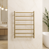 Thermogroup 7 Bar Heated Towel Ladder Brushed Brass 600mm in resort style bathroom