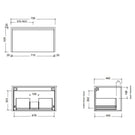 Timberline Ainsworth 750mm Wall Hung Vanity - Line Drawing - The Blue Space