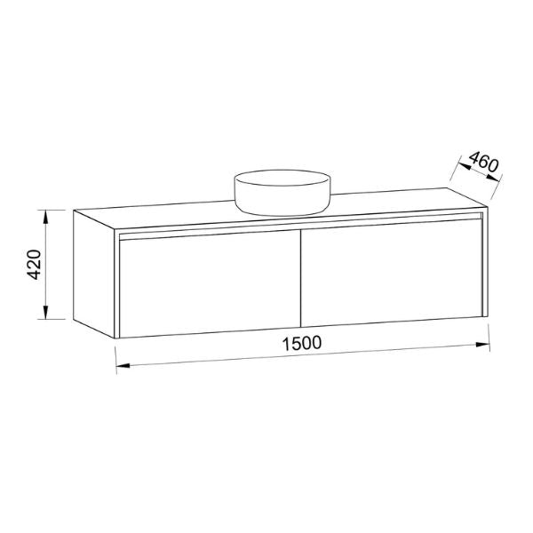 Timberline Ainsworth Wall Hung Vanity with SilkSurface Waterfall Top and Above Counter Basin