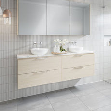 Timberline Billie Wall Hung Ensuite Vanity with Silksurface Top - 1500mm Double Basin Lifestyle | The Blue Space