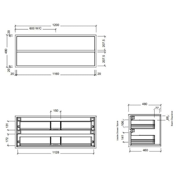 Timberline Embrace Wall Hung Vanity with SilkSurface Wraparound Top and Above Counter Basin