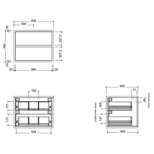Timberline Embrace Wall Hung Vanity with SilkSurface Wraparound Top and Above Counter Basin
