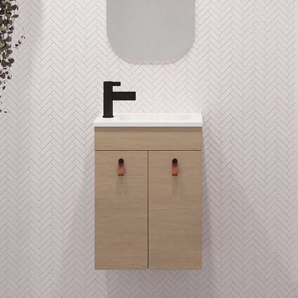 Timberline Ensuite Wall Hung Vanity with Ensuite Mineral Top - 460mm Left Bowl | The Blue Space