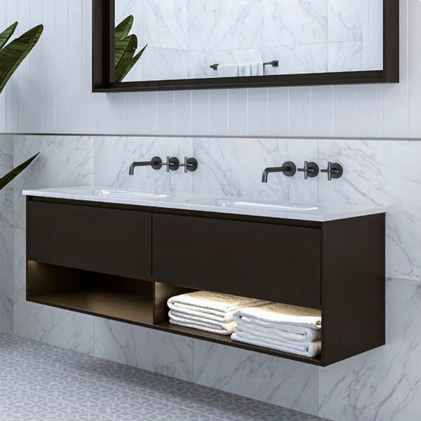 Timberline Kansas Wall Hung with Vanity Regal Acrylic Top - Double Basin | The Blue Space