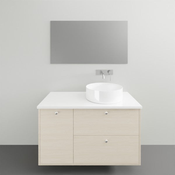 Timberline Marshall Wall Hung Vanity with Silk Surface Top - 900mm Right Bowl | The Blue Space