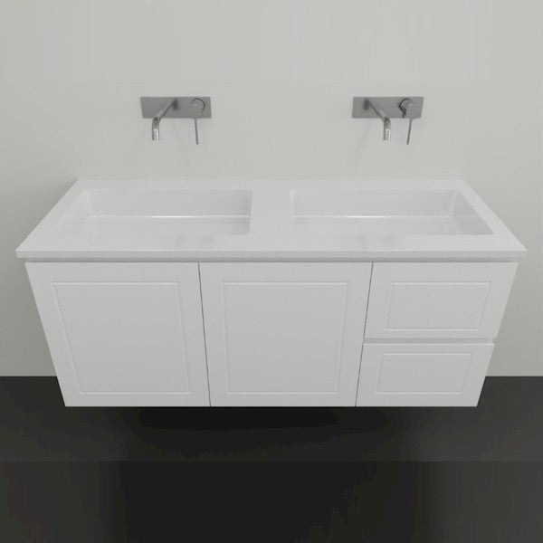 Timberline Nevada Classic Wall Hung Vanity With Ceramic Top 1200 Double - The Blue Space