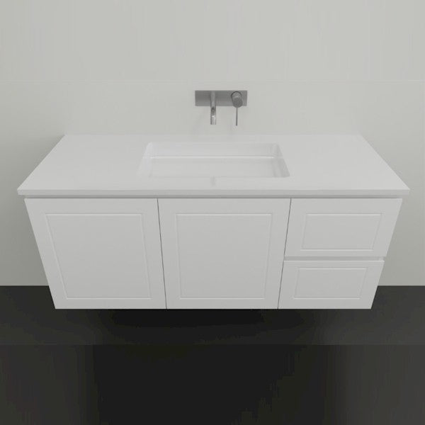 Timberline Nevada Classic Wall Hung Vanity With Ceramic Top 1200 Single - The Blue Space