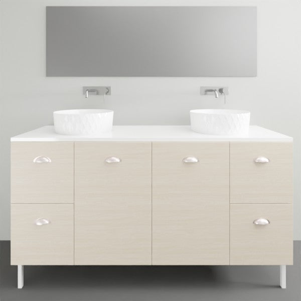 Timberline Nevada Floor Standing Vanity on Legs with Silksurface Above Counter Basin - 1500mm Double Basin | The Blue Space