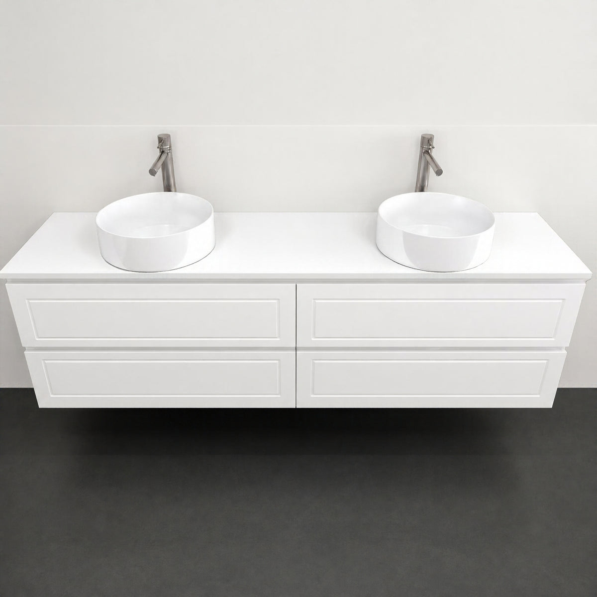 Timberline Nevada Plus Classic Wall Hung Vanity with Above Counter Basin - 1800 Double Basin | The Blue Space