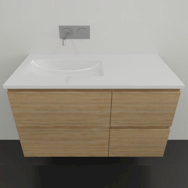 Timberline Nevada Wall Hung Vanity with Regal Acrylic Top - 900 LH Offset Basin | The Blue Space