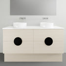 Timberline Oxbow Floor Standing Vanity with Silksurface Top - 1500mm Double Basin | The Blue Space