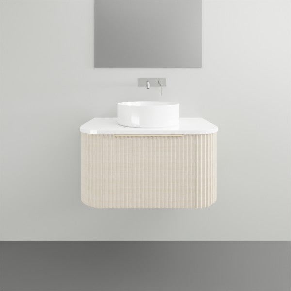 Timberline Santos Apollo Fluted Wall Hung Vanity with SilkSurface Top and Above Counter Basin