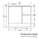 Timberline Nevada Swift 900mm Floor Standing Vanity Dimensions - The Blue Space
