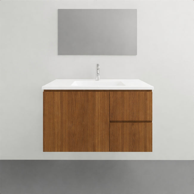 Timberline Swift 900mm Wall Hung Vanity with Ceramic Top - Australian Native with filler panels - CLEARANCE
