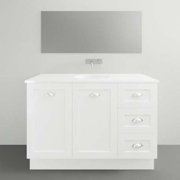 Timberline Victoria Floor Standing Vanity with Silksurface Freedom Top and Above Counter - 1200mm Single Basin | The Blue Space