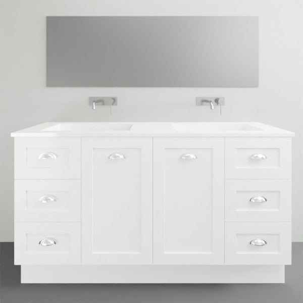 Timberline Victoria Floor Standing Vanity with Silksurface Freedom Top and Above Counter - 1500mm Double Basin | The Blue Space