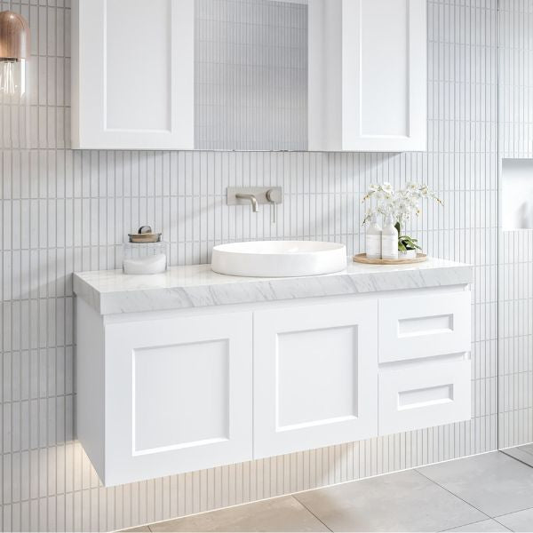 Timberline Victoria Wall Hung Vanity with Silksurface Freedom Top & Basin