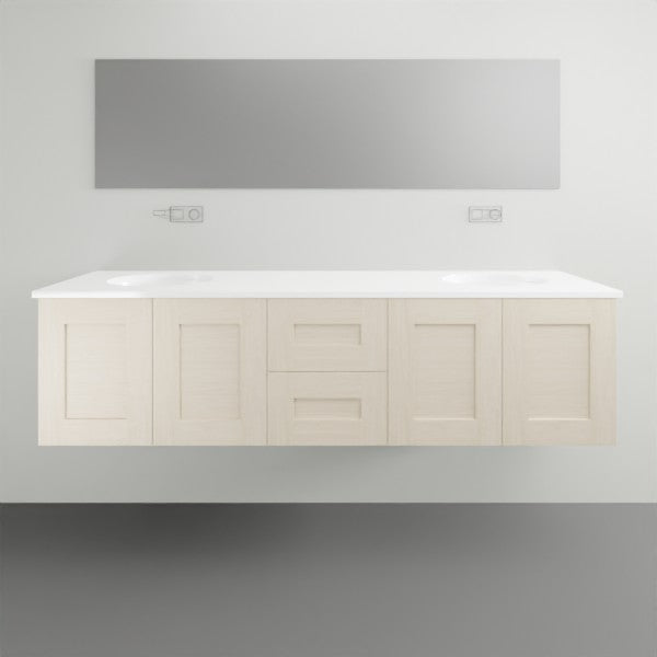 Timberline Victoria Wall Hung Vanity with Silksurface Freedom Top - 1800mm Double Basin | The Blue Space