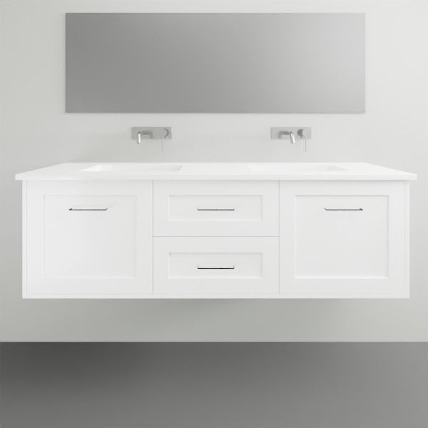 Timberline Victoria Wall Hung Vanity with Silksurface Top and Under Counter - 1500mm Double Basin | The Blue Space