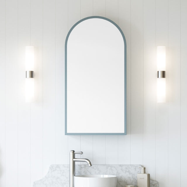 Timberline Church Frame Shaving Cabinet in bathroom with white panelling