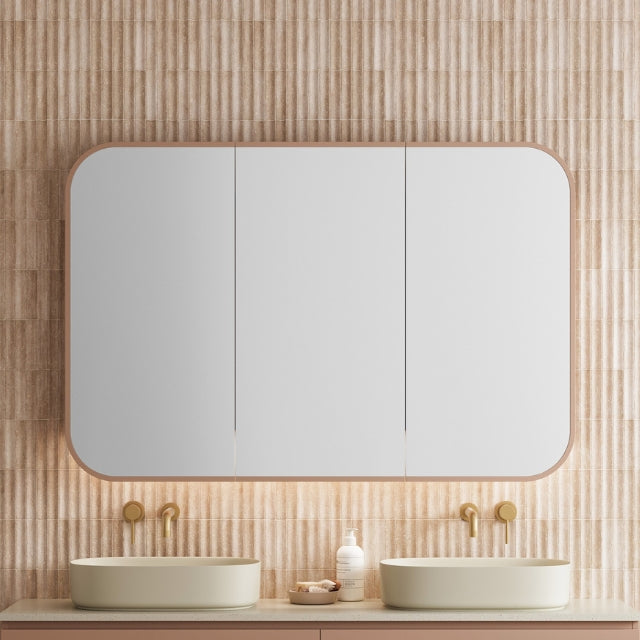 Timberline Jazz Arch Frame Shaving Cabinet in beige bathroom design