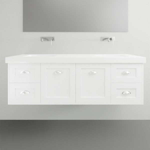 Timberline Victoria Wall Hung Vanity with Silksurface Freedom Top and Under Counter - 1500mm Double Basin | The Blue Space