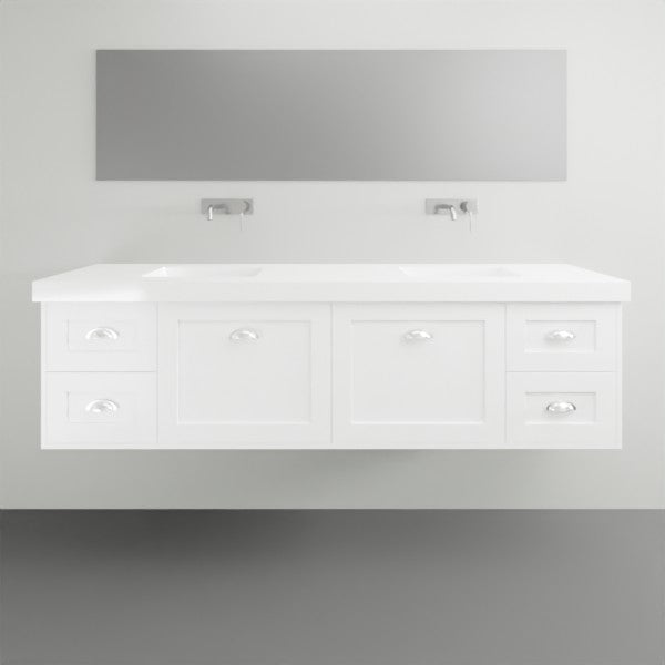 Timberline Victoria Wall Hung Vanity with Silksurface Freedom Top and Under Counter - 1800mm Double Basin | The Blue Space