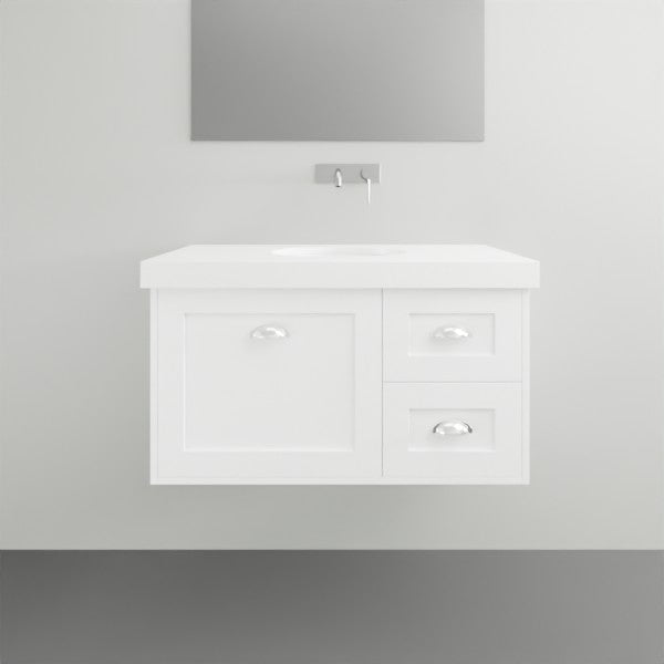 Timberline Victoria Wall Hung Vanity with Silksurface Freedom Top and Under Counter - 900mm Single Basin | The Blue Space