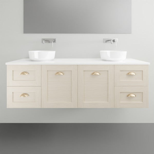 Timberline Victoria Wall Hung Vanity with Silksurface Top - 1500mm Double Basin | The Blue Space
