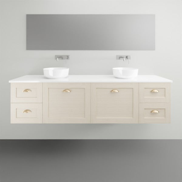 Timberline Victoria Wall Hung Vanity with Silksurface Top - 1800mm Double Basin | The Blue Space