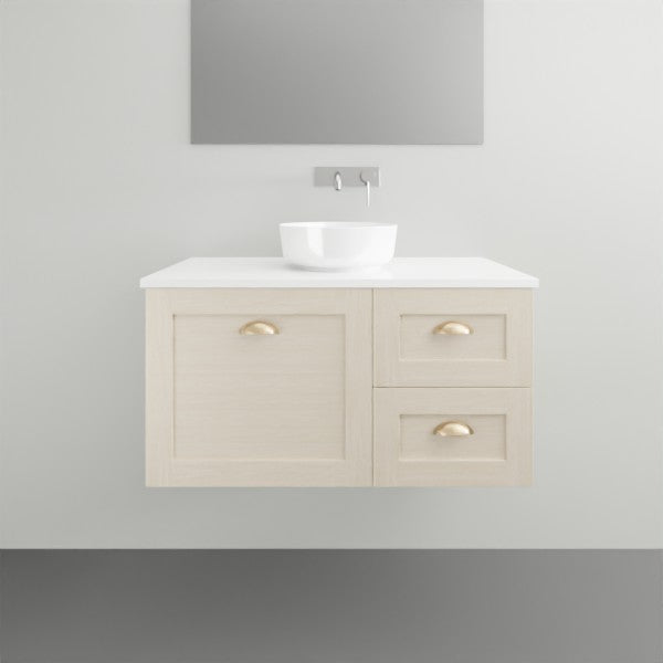 Timberline Victoria Wall Hung Vanity with Silksurface Top - 900mm Single Basin | The Blue Space