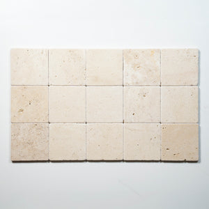 Tumbled Natural Beige Travertine Square Tile 100mm x 100mm