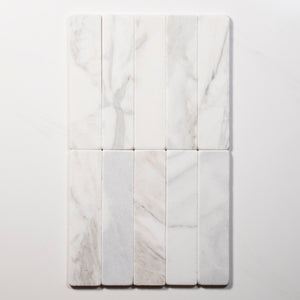 Tumbled Natural Calacatta Gold Marble Subway Tile 50mm x 200mm
